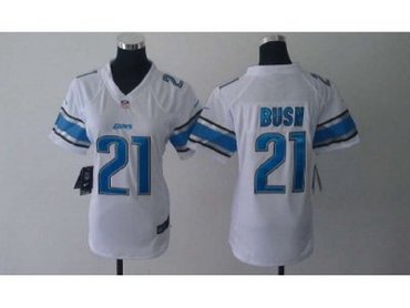 NEW Women NFL Detroit Lions 21 Reggie Bush white Jerseys