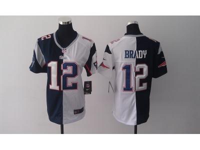 NEW Women New England Patriots #12 Tom Brady blue-white jerseys(Elite split)