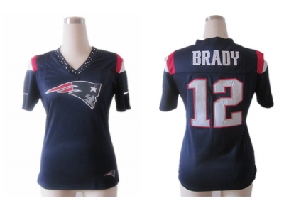 NEW Women New England Patriots #12 Tom Brady field flirt fashion blue jerseys(2012)