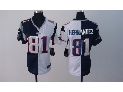 NEW Women New England Patriots #81 Aaron Hernandez blue-white jerseys(Elite split)