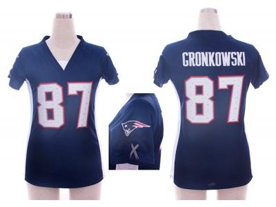 NEW Women New England Patriots #87 Rob Gronkowski blue jerseys(draft him ii top)