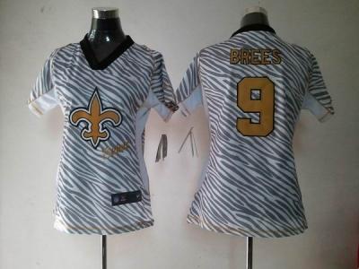 NEW Women New Orleans Saints #9 Brees jerseys(fem fan zebra)
