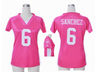 NEW Women New York Jets 6 Mark Sanchez pink jerseys(draft him ii top)