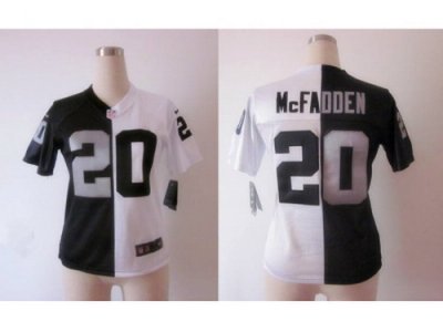 NEW Women Oakland Raiders #20 Darren McFadden Black-white jerseys(Split Elite)