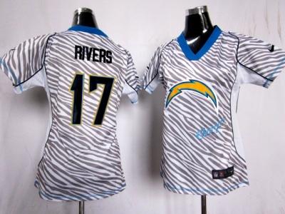NEW Women San Diego Chargers #17 Philip Rivers jerseys(fem fan zebra)