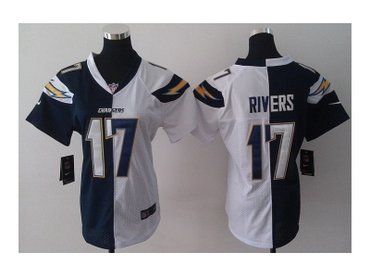 NEW Women San Diego Chargers #17 Philip Rivers white-blue(Elite split)