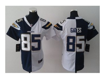 NEW Women San Diego Chargers #85 Antonio Gates white-blue(Elite split)