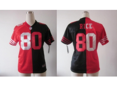 NEW Women San Francisco 49ers #80 Jerry Rice red-black jerseys(Elite split)