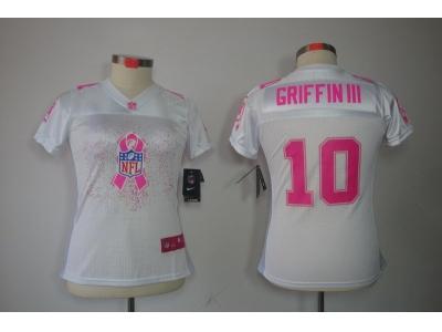 NEW Women Washington Redskins #10 Robert Griffin III white(breast cancer awareness fashion)