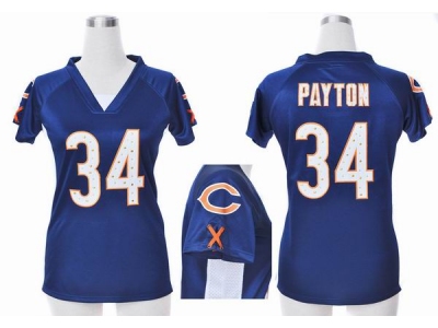NEW Women Chicago Bears 34 Walter Payton blue Jerseys(Draft Him ii Top)