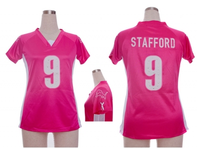 NEW Women detroit lions #9 stafford pink jerseys(draft him ii top)