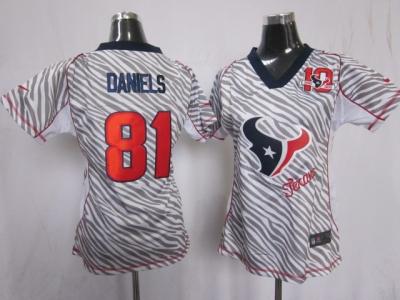 NEW Women nfl Houston Texans #81 daniels jerseys(fem fan zebra 10 anniversary)