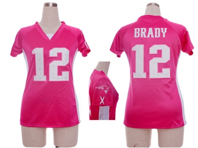 NEW Women nfl New England Patriots #12 Tom Brady pink jerseys(draft him ii top)