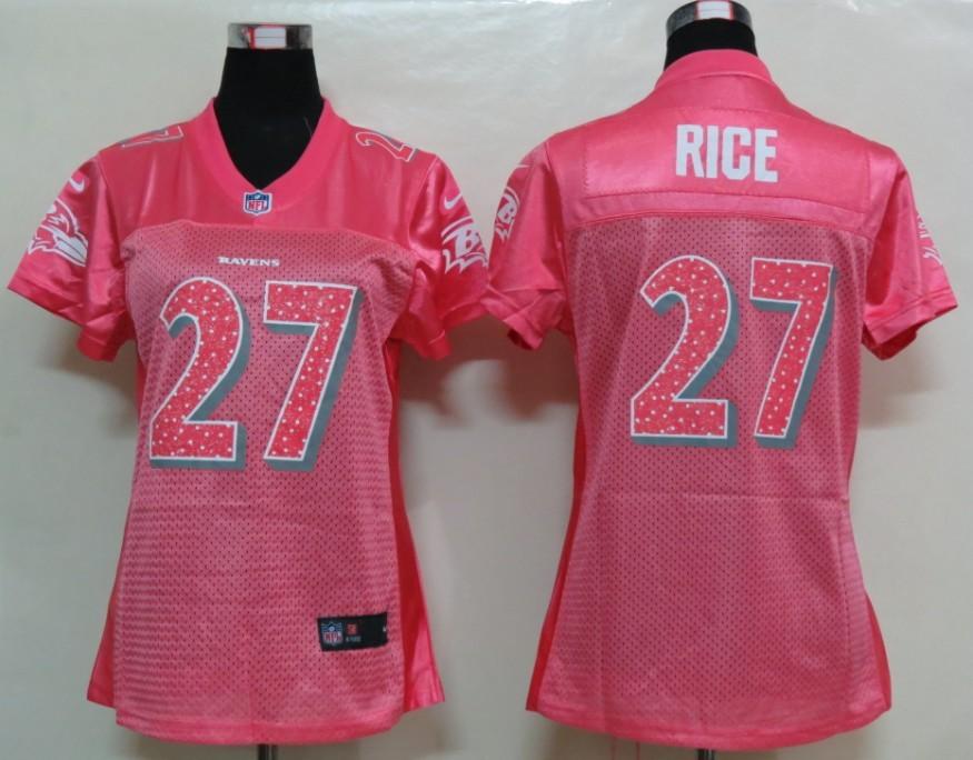 NEW Womens Baltimore Ravens 27 Rice Pink Jerseys
