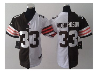 NEW Womens Cleveland Browns #33 Trent Richardson white-brown(Elite split)