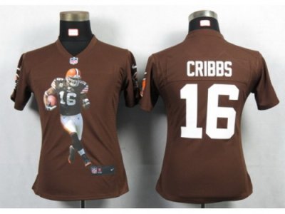 NEW Womens Cleveland Browns 16 Cribbs Brown Portrait Fashion Game Jerseys