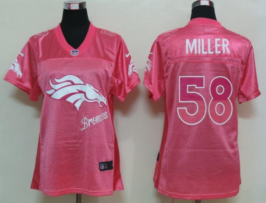 NEW Womens Denver Broncos 58 Miller Pink Jerseys