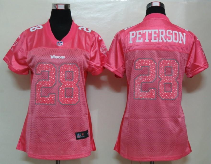 NEW Womens Minnesota Vikings 28 Peterson Pink Jerseys