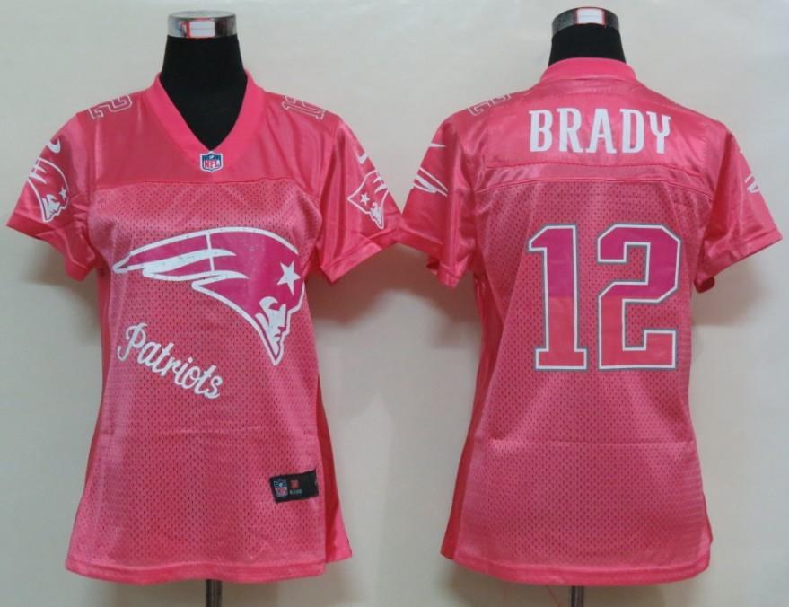 NEW Womens New England Patriots 12 Brady Pink Jerseys
