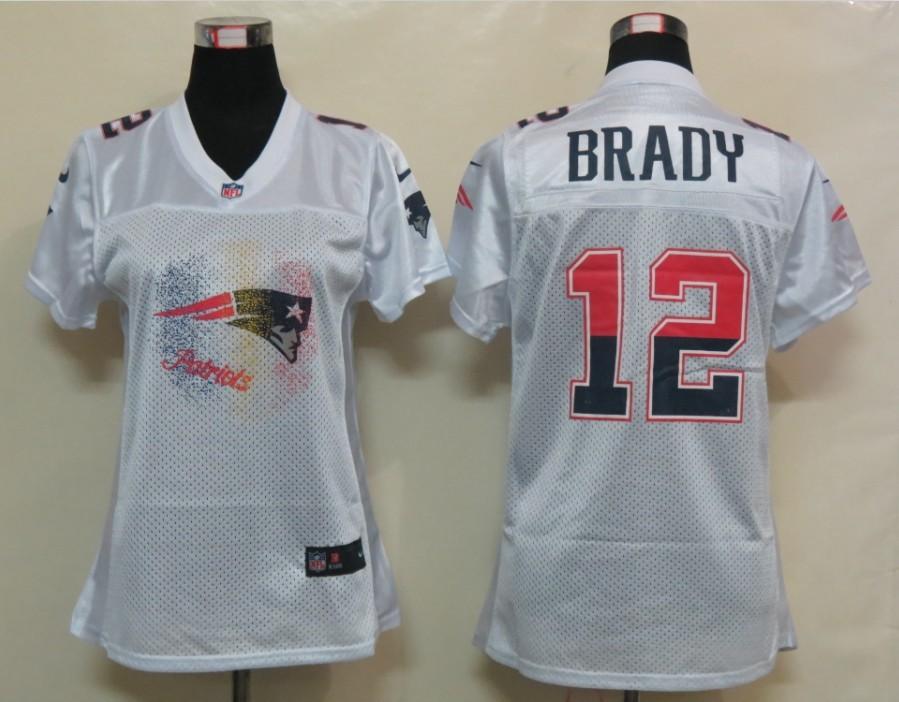 NEW Womens New England Patriots 12 Brady White Jerseys