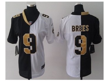 NEW Womens New Orleans Saints #9 Brees white-black jerseys(Elite split)