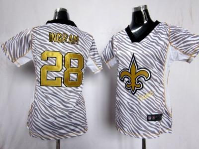 NEW Womens New Orleans Saints 28 Mark Ingram jerseys(fem fan zebra)