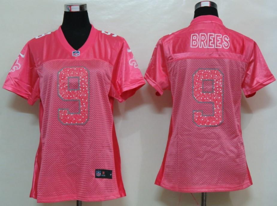 NEW Womens New Orleans Saints 9 Brees Pink Jerseys