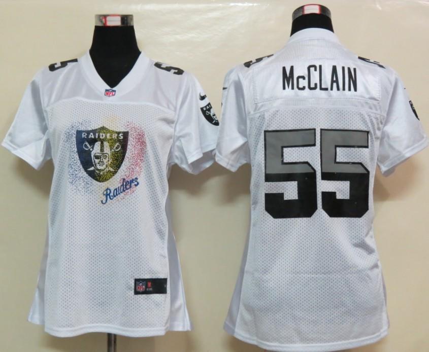 NEW Womens Oakland Raiders 55 McClain White fem fan Jerseys