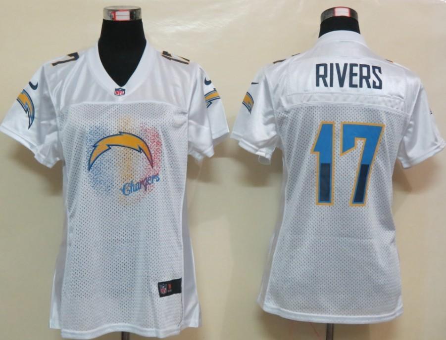 NEW Womens San Diego Charger 17 Rivers White Jerseys