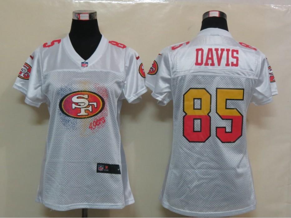 NEW Womens San Francisco 49ers 85 Davis White Jerseys