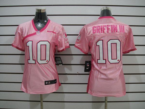 NEW Womens Washington Redskins #10 Griffin III Pink Colors Be Luv'd Jerseys