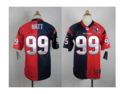 NEW Youth Houston Texans #99 J.J. Watt blue-red jerseys(Elite split 10th patch)