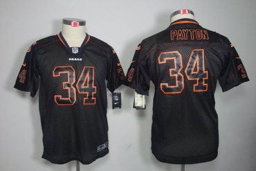 NEW Youth NFL Chicago Bears 34 Walter Payton black jerseys(Lights Out Elite)