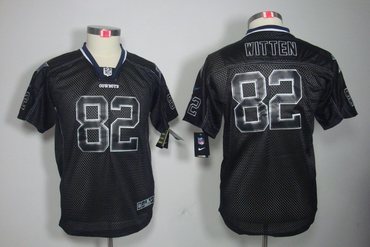 NEW Youth NFL Dallas Cowboys #82 Jason Witten Black jerseys(Lights Out Elite)