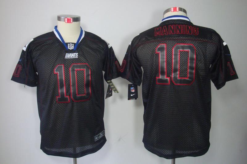 NEW Youth NFL New York Giants 10 Eli Manning black jerseys(Lights Out Elite)