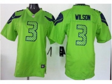 NEW Youth Seattle Seahawks #3 Russell Wilson Green Jerseys