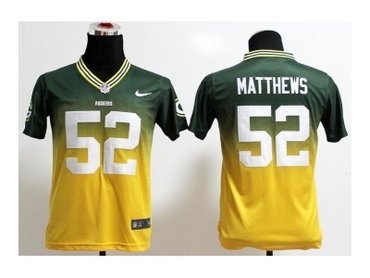 NEW Youth jerseys green bay packers #52 clay matthews green-yellow(Elite II drift fashion)