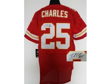 NEW jerseys kansas city chiefs #25 charles red(Elite signature)