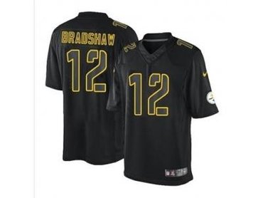 NEW jerseys pittsburgh steelers #12 bradshaw black(Impact Limited)