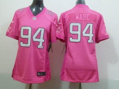 NEW women Dallas cowboys #94 DeMarcus Ware pink jerseys(2012 love)