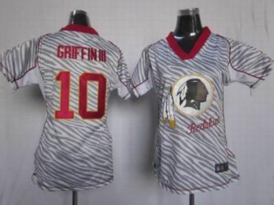 NEW women NFL washington redskins #10 Robert griffin iii jerseys(fem fan zebra)