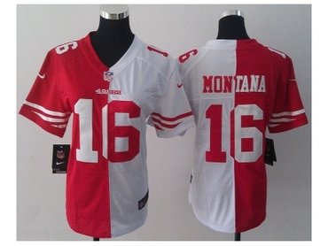 NEW women San Francisco 49ers 16 joe Montana white-red(Elite split)