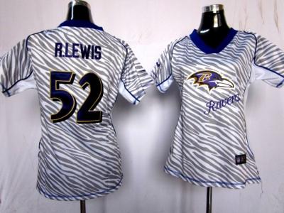 NEW women baltimore ravens #52 r.lewis purple jerseys(fem fan zebra)