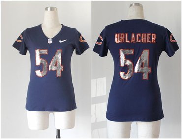 NEW women jerseys Chicago Bears 54 Brian Urlacher Blue(Handwork Sequin lettering Fashion)