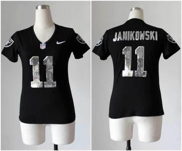 NEW women jerseys Oakland Raiders 11 Sebastian Janikowski Black(Handwork Sequin lettering Fashion)
