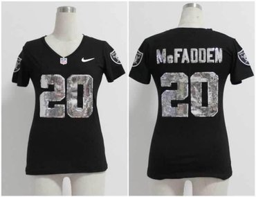 NEW women jerseys Oakland Raiders 20 Darren McFadden Black(Handwork Sequin lettering Fashion)