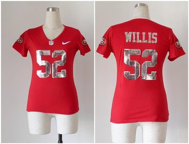 NEW women jerseys San Francisco 49ers 52 patrick willis Red(Handwork Sequin lettering Fashion)