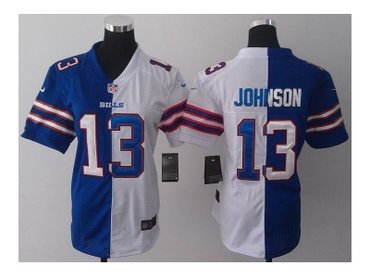 NEW women jerseys buffalo bills #13 steve johnson white-blue(Elite split)