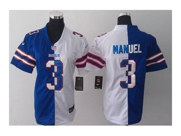 NEW women jerseys buffalo bills #3 manuel white-blue(Elite split)