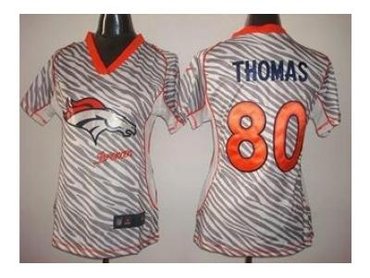 NEW women jerseys denver broncos #80 thomas(fem fan zebra)